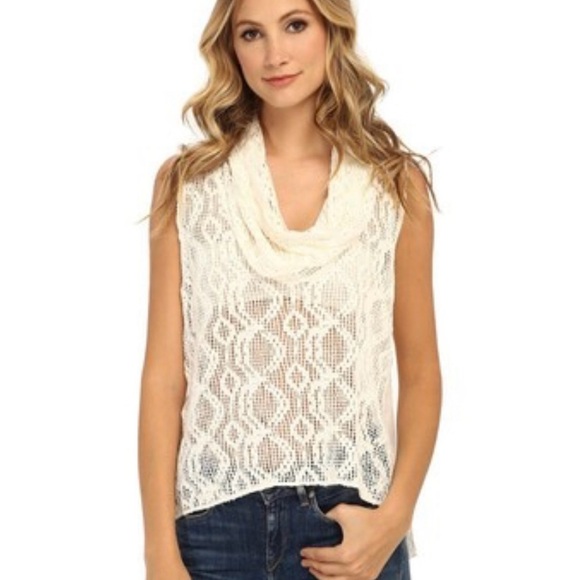 Free People Cream Lace Top-Medium - Picture 1 of 9